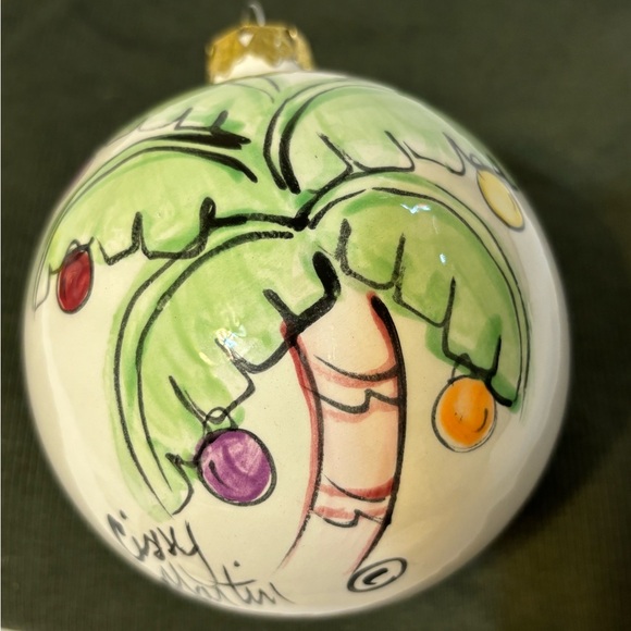 Christmas Ornament Hand Painted and Signed Cissy Martin Palm Tree Theme - Picture 1 of 5
